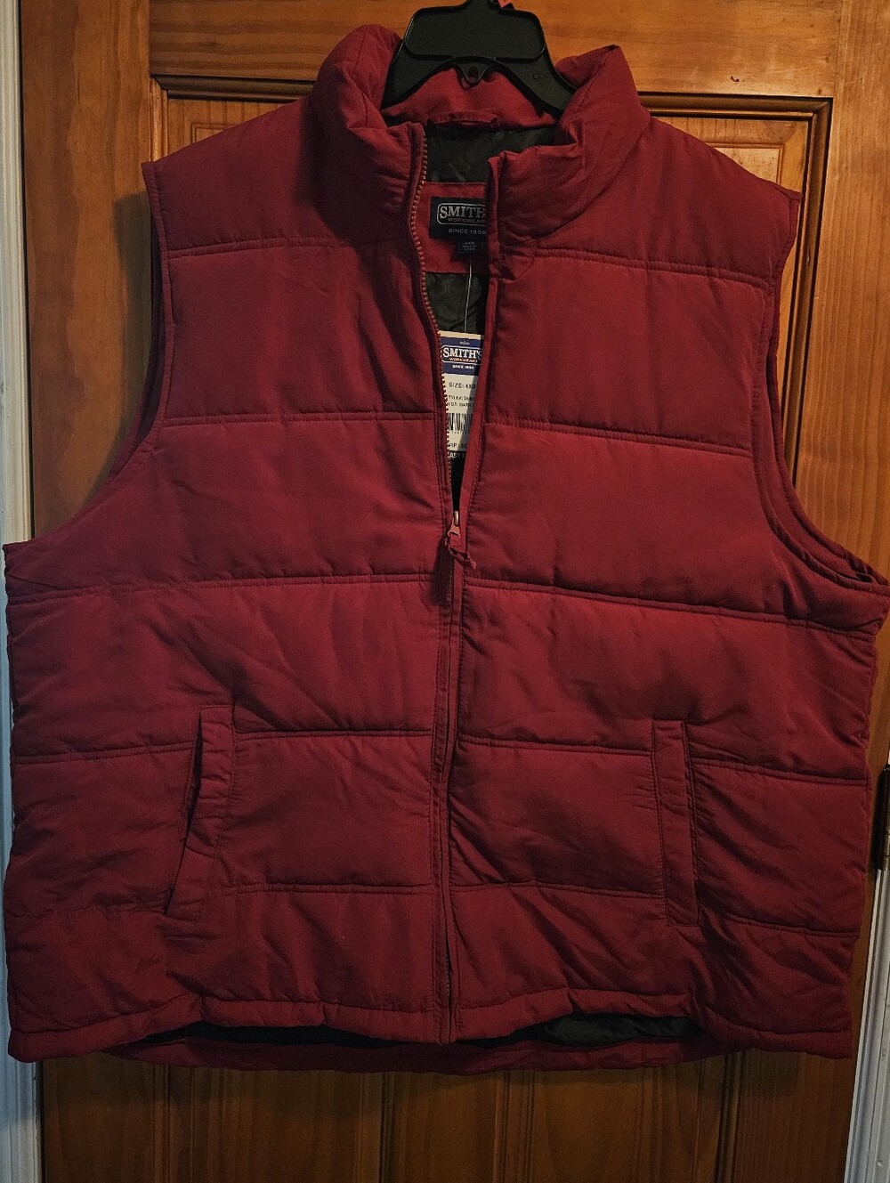 Smith's Workwear mens Puffer Vest Down Vest NWT 4XB Dark Red